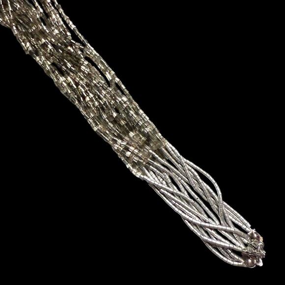 Ann Taylor LOFT Multi Strand Sparkle Twist Faceted Glass Charcoal Bead Necklace - Picture 9 of 10